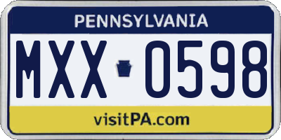 PA license plate MXX0598