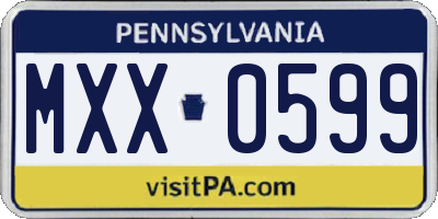 PA license plate MXX0599