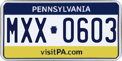 PA license plate MXX0603