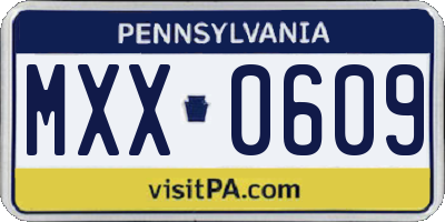 PA license plate MXX0609