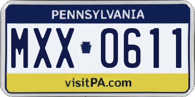 PA license plate MXX0611
