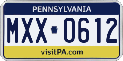 PA license plate MXX0612