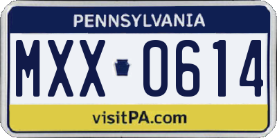 PA license plate MXX0614