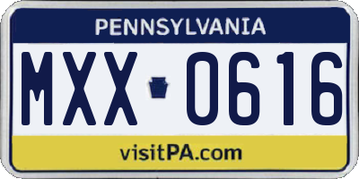 PA license plate MXX0616