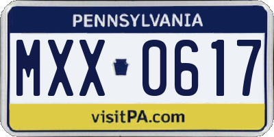 PA license plate MXX0617