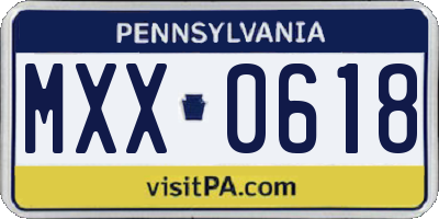PA license plate MXX0618