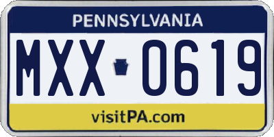PA license plate MXX0619