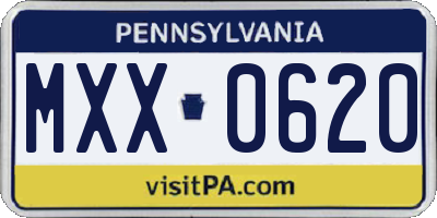 PA license plate MXX0620