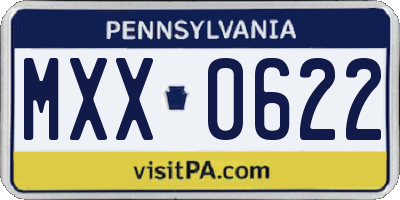 PA license plate MXX0622