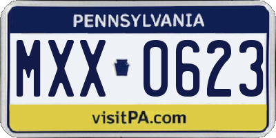 PA license plate MXX0623