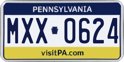 PA license plate MXX0624