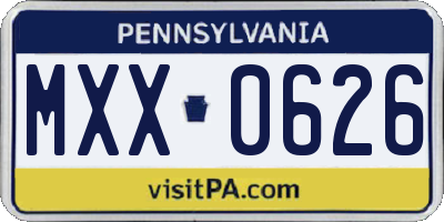 PA license plate MXX0626