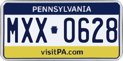PA license plate MXX0628