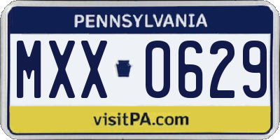 PA license plate MXX0629