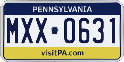PA license plate MXX0631