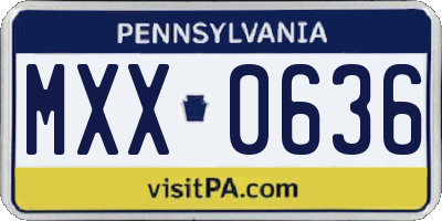 PA license plate MXX0636