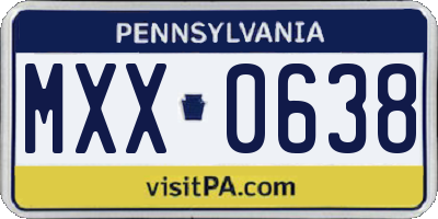 PA license plate MXX0638