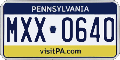 PA license plate MXX0640