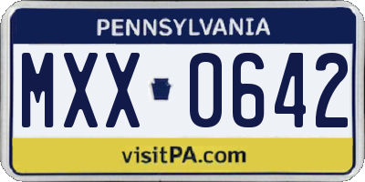 PA license plate MXX0642