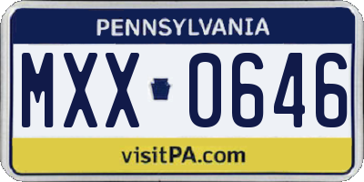 PA license plate MXX0646