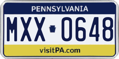 PA license plate MXX0648