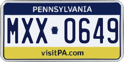 PA license plate MXX0649
