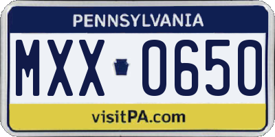 PA license plate MXX0650