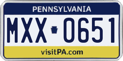PA license plate MXX0651