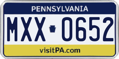 PA license plate MXX0652