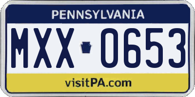 PA license plate MXX0653