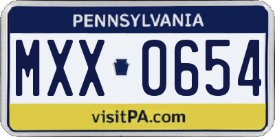 PA license plate MXX0654