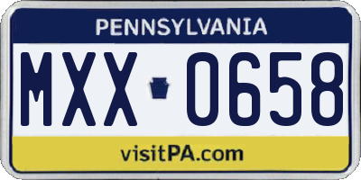 PA license plate MXX0658