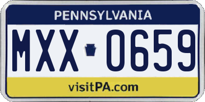 PA license plate MXX0659