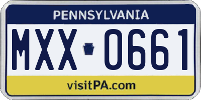 PA license plate MXX0661