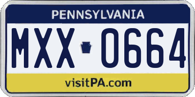 PA license plate MXX0664