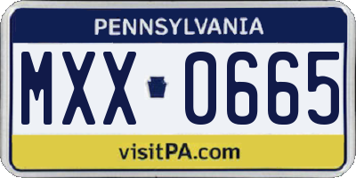 PA license plate MXX0665