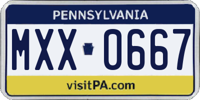 PA license plate MXX0667