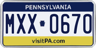 PA license plate MXX0670