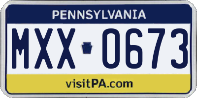 PA license plate MXX0673
