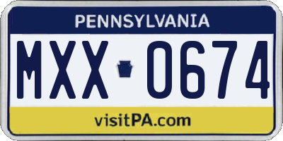 PA license plate MXX0674