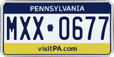 PA license plate MXX0677