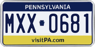 PA license plate MXX0681