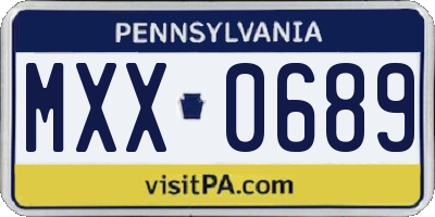 PA license plate MXX0689