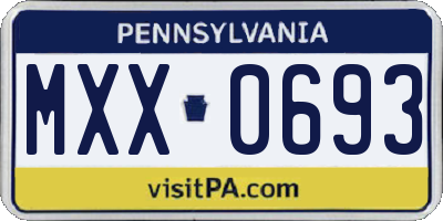 PA license plate MXX0693