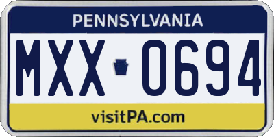 PA license plate MXX0694