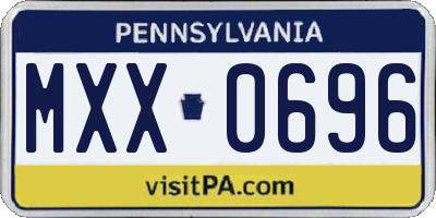 PA license plate MXX0696