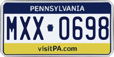 PA license plate MXX0698