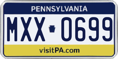 PA license plate MXX0699