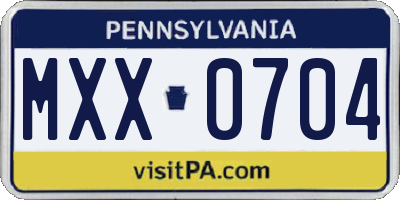 PA license plate MXX0704