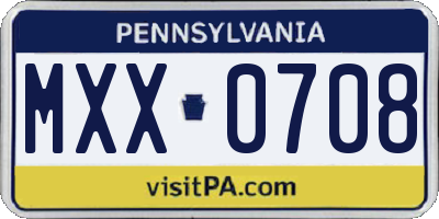 PA license plate MXX0708